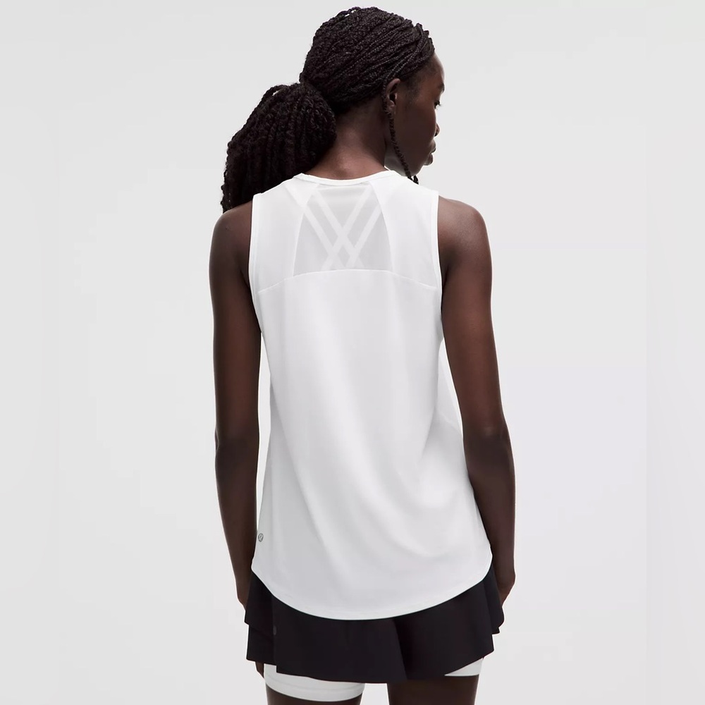 Lululemon White Sculpt Tank Top Sleeveless Mesh Back Running Workout Shirt Sz 4